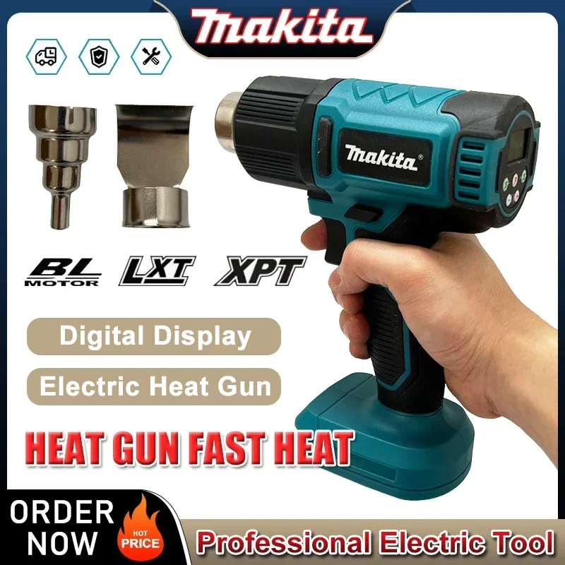

Makita Digital Display Electric Air Guns Cordless Heat Gun 2 Nozzles Industrial Shrink Wrapping Hot Air Gun Fit 18V/20V