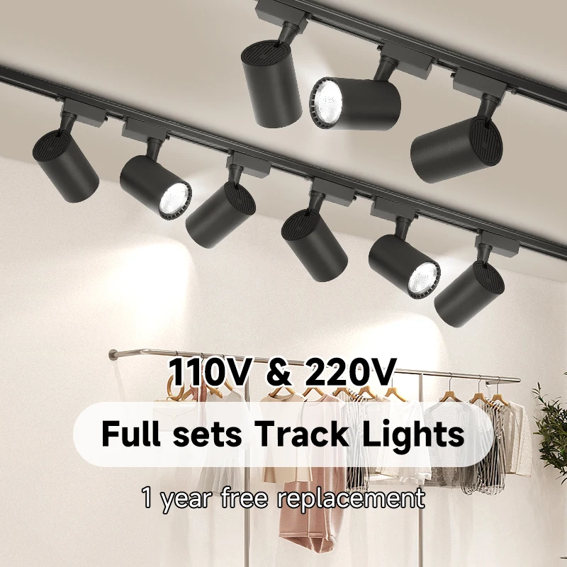 Ceiling LED Track Light Full Set Parts Rail Light Fixture For Home Dining COB Spotlight Clothing Store Street Led Ceiling Lamp