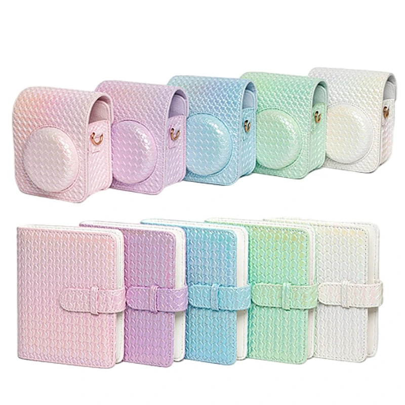 جراب كاميرا PU مقاوم للماء لـ Fujifilm Instax Mini 12 ، حقيبة بحزام كتف ، 64 جيب ، حقائب ألبوم صور للأفلام