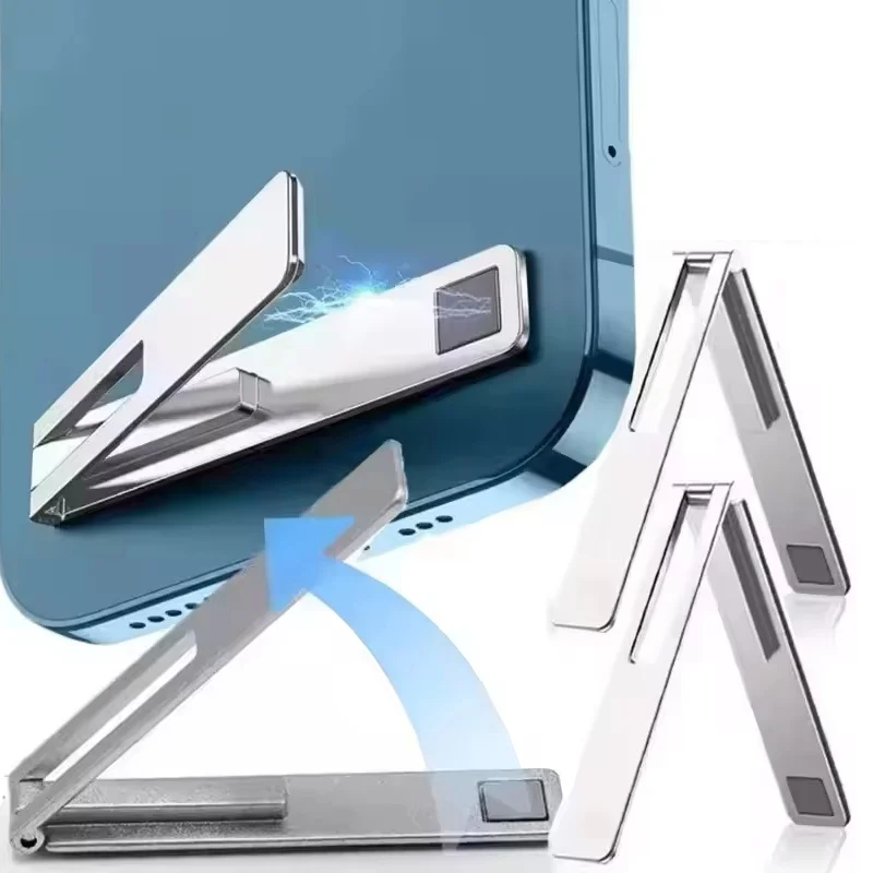 

Portable Strong Magnetic Holder Metal Desktop Cell Phone Stand Foldable Alloy Invisible Cellphone Bracket For IPhone Xiaomi Oppo