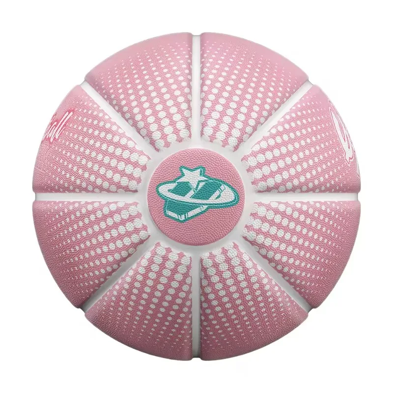 ลูกบาสเก็ตบอลหนัง PU สีชมพูเขียวไล่เฉด ขนาด 7 สำหรับมืออาชีพ พร้อมปั๊มลมฟรี ตาข่าย และลูกบาสสำหรับเล่นกลางแจ้ง