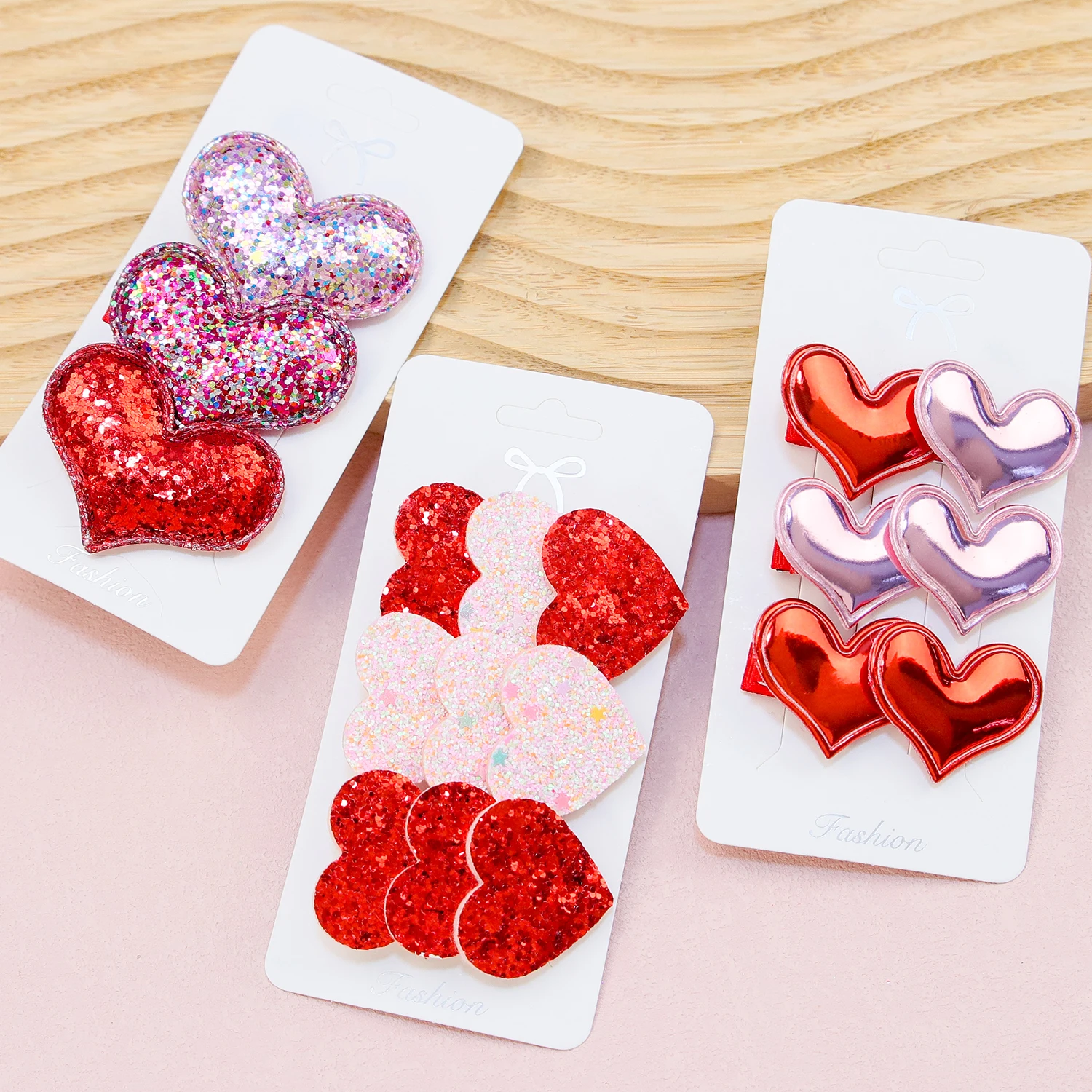 3 pièces/ensemble filles saint valentin nœuds de cheveux enfants pinces à cheveux coeur arcs Barrettes Clips saint valentin arcs fête cheveux accessoires