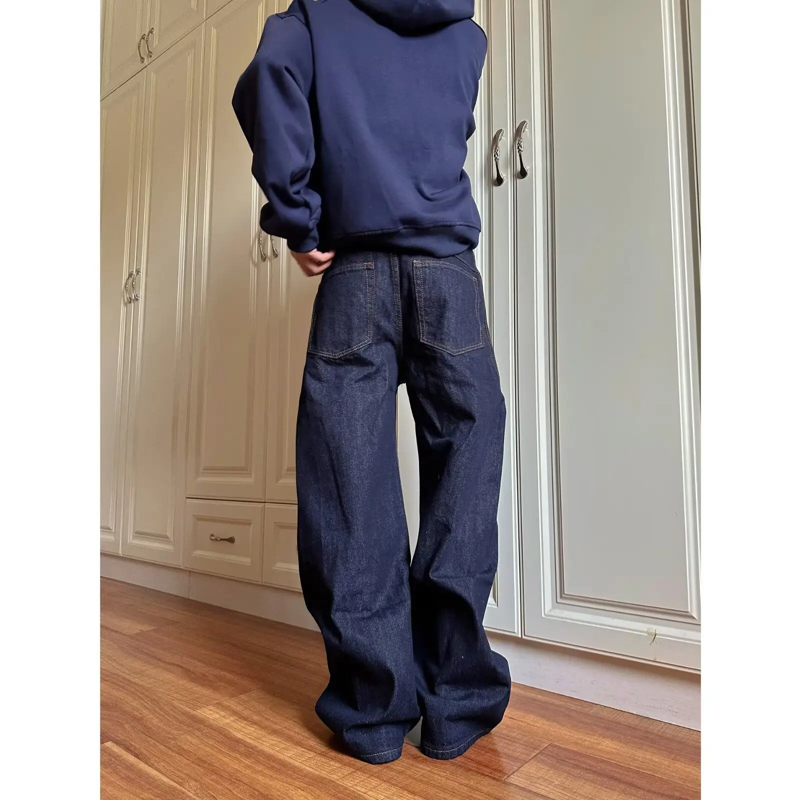 جينز رجالي فضفاض واسع الساق Y2k للرجال ملابس شارع مريحة