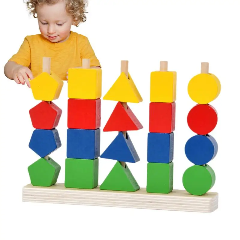 Jouets à Empiler en Bois pour Bébé, Jouets de Tri, Perles, Moteur Fin, pour Noël, 1-3