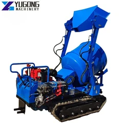 YG Mobile Portable Concrete Mixer 240L/350L/400L/500L 11HP Diesel Mixer Mini Tracked Concrete Mixing Machine