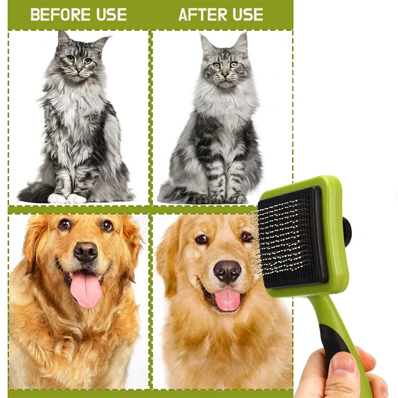 Self Cleaning Dog Brush Cat Brush, Shedding Comb Tool Cat Grooming Massage, Cat Comb Pet Hair Removal Loose Fur Undercoat