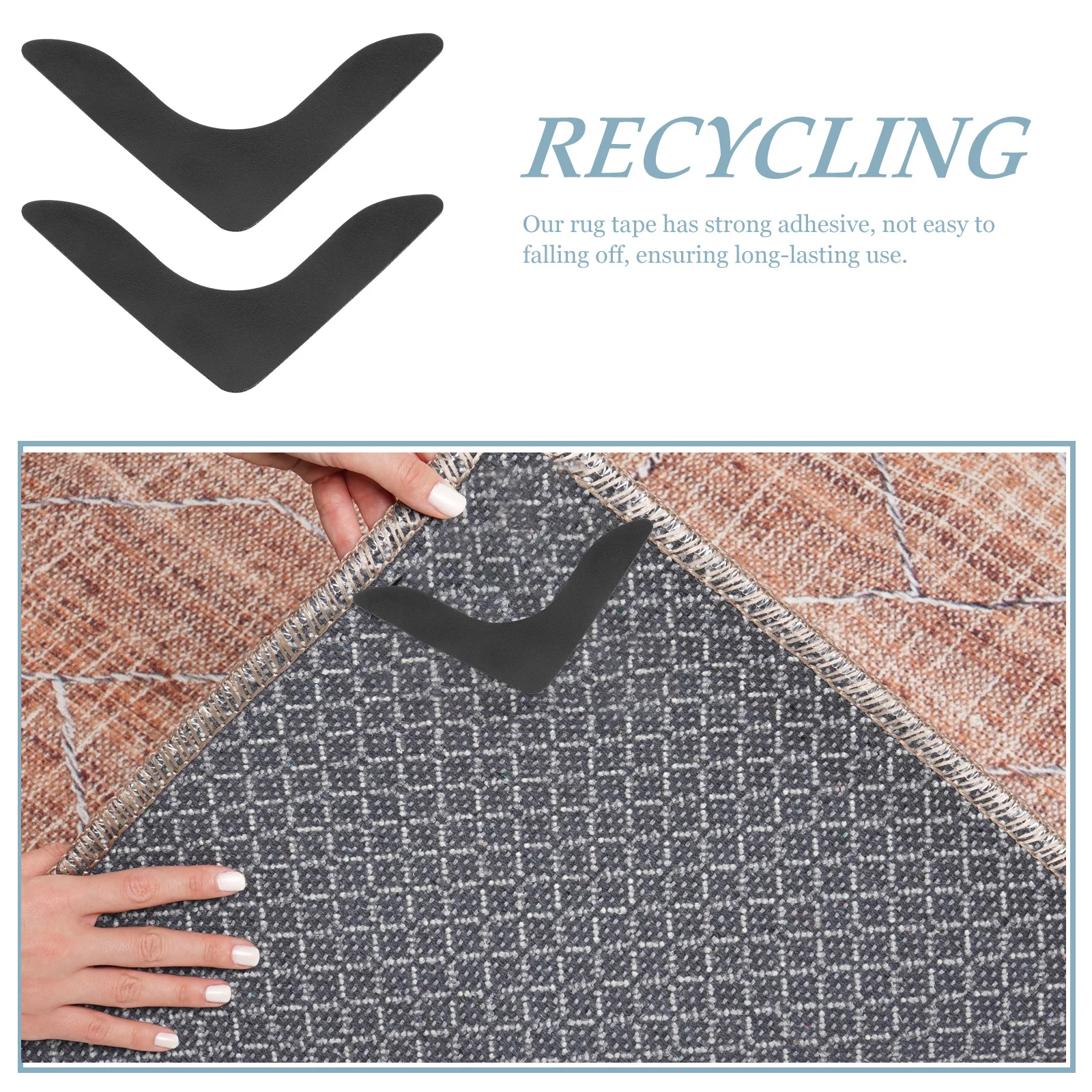 

8Pcs Non Slip Carpet Sticker Traceless Reusable Rug Tape for Hardwood Floor Anti Skid Rug Pad Tape Corner Grips