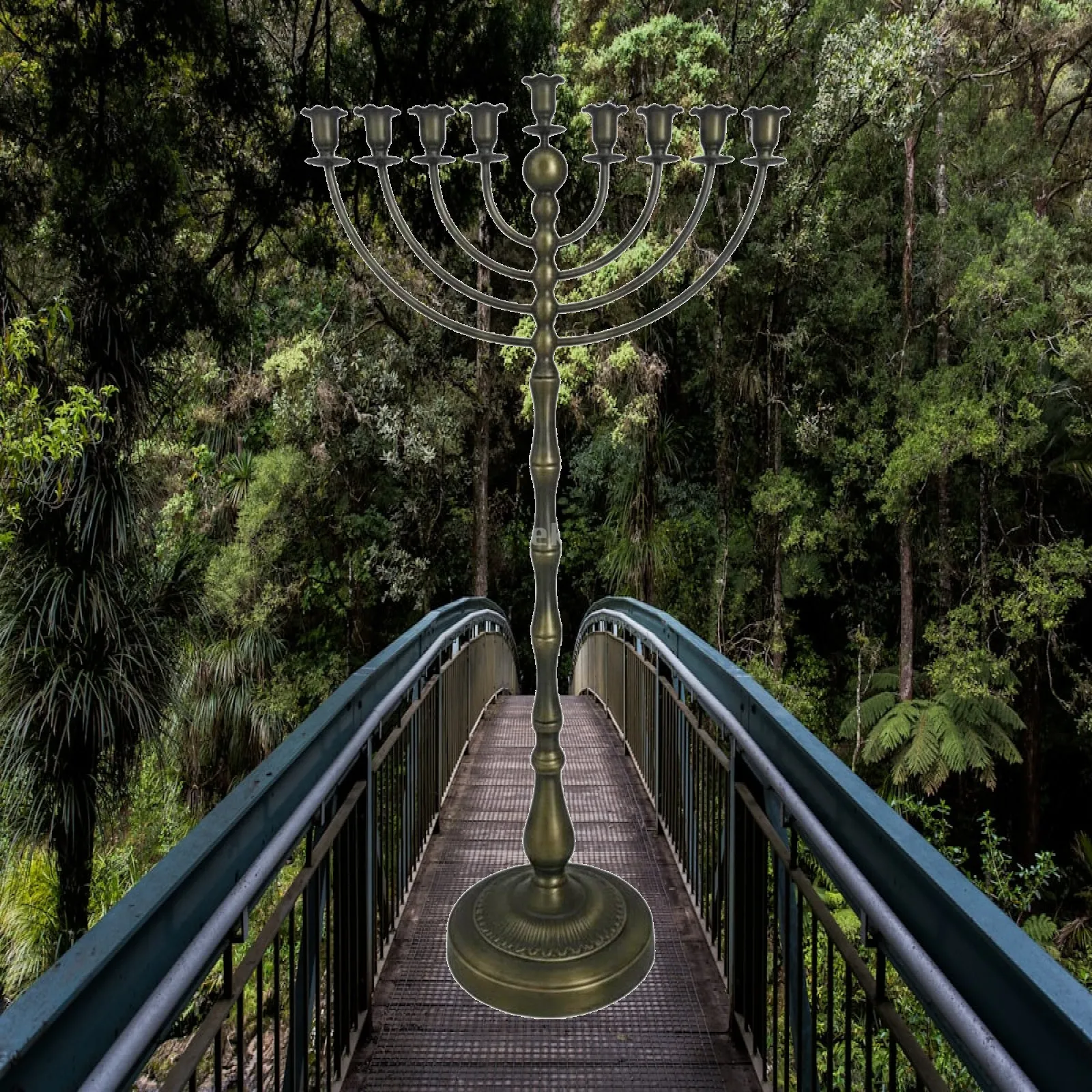 Bronze Candelabra Floor Stand 9 Branch Menorah Candle Holder for Living Room Decor