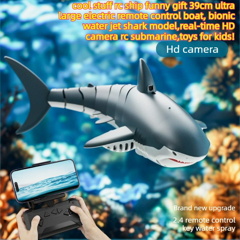 Cool Stuff Rc Submarine Funny Gift-Kawaii Electric Remote Control Boat,Bionic Water Jet Shark Model,Real-time HD Camera Rc Boats