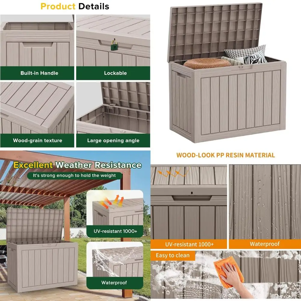 

45 Gallon Resin Deck Box - Lockable Outdoor Storage for Patio Furniture, Pool Accessories, Garden Tools