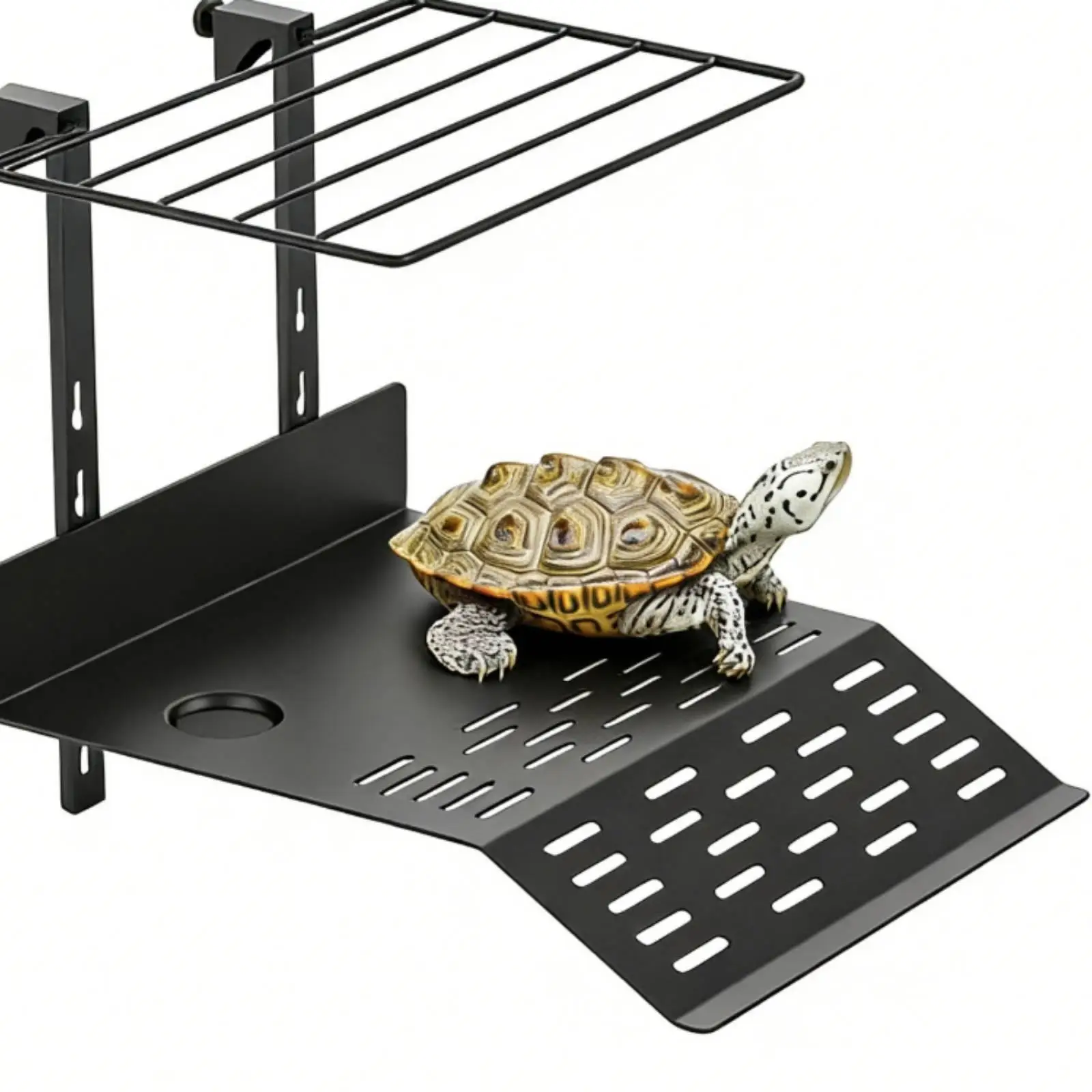 Stainless Steel Turtle Basking Platform with Adjustable Hanging Posts for Aquarium Tank Reptile Habitat Climbing Ramp