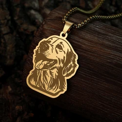 Docile Golden Retriever Dog Pet Charms Gold Plated Stainless Steel Necklace for Women Girls Collar Choker Necklace Jewelry mujer