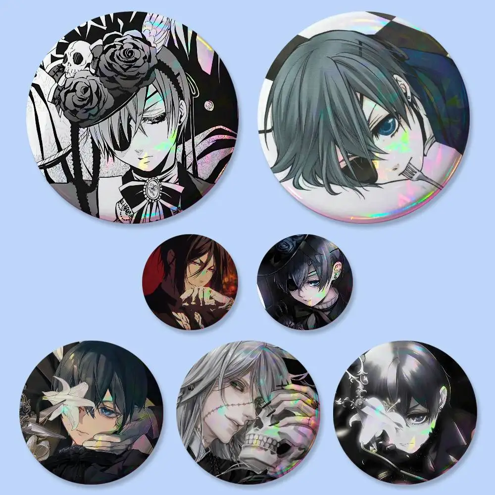 Cartoon Anime Black Butler Badges 25 32 44 58 75 Mm Round Cosplay Pin Bag Decor Fans Collect Friends Gifts Brooch Souvenir