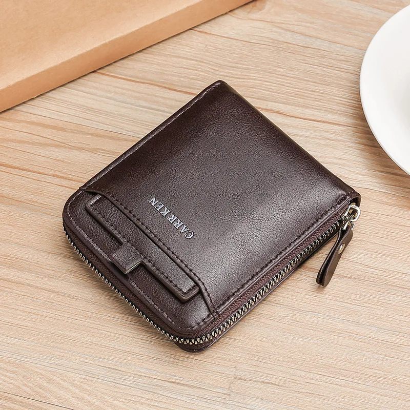 NEUE Herren Mode-Geschäftsbrieftasche Kurzer Stil PU-Leder Münzbörse Retro Reißverschluss Multi-Slot Ausweiskartenhalter Carretas Hombre
