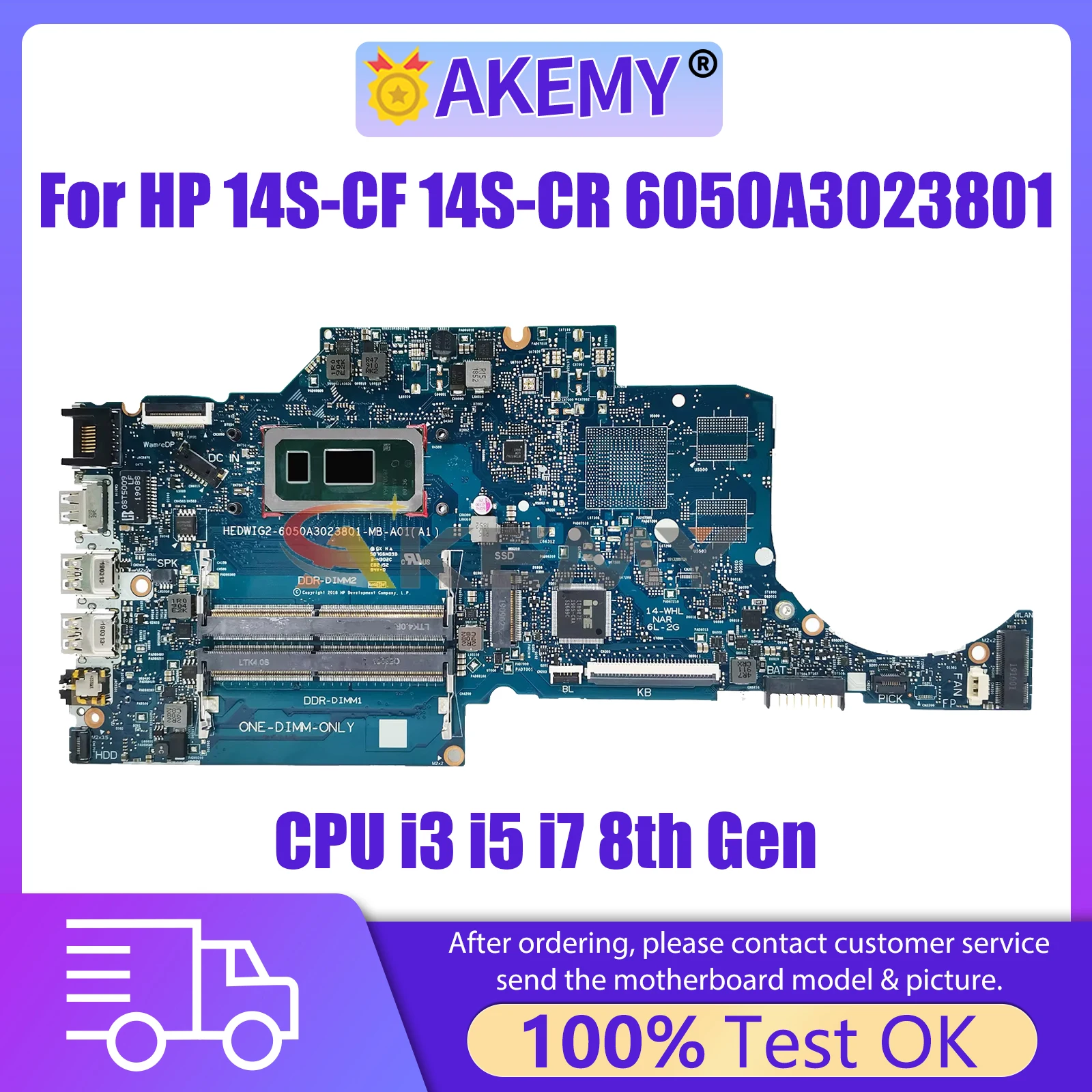 

Материнская плата AKEMY 6050A3023801 для ноутбука HP 14S-CF 14S-CR 14-CF