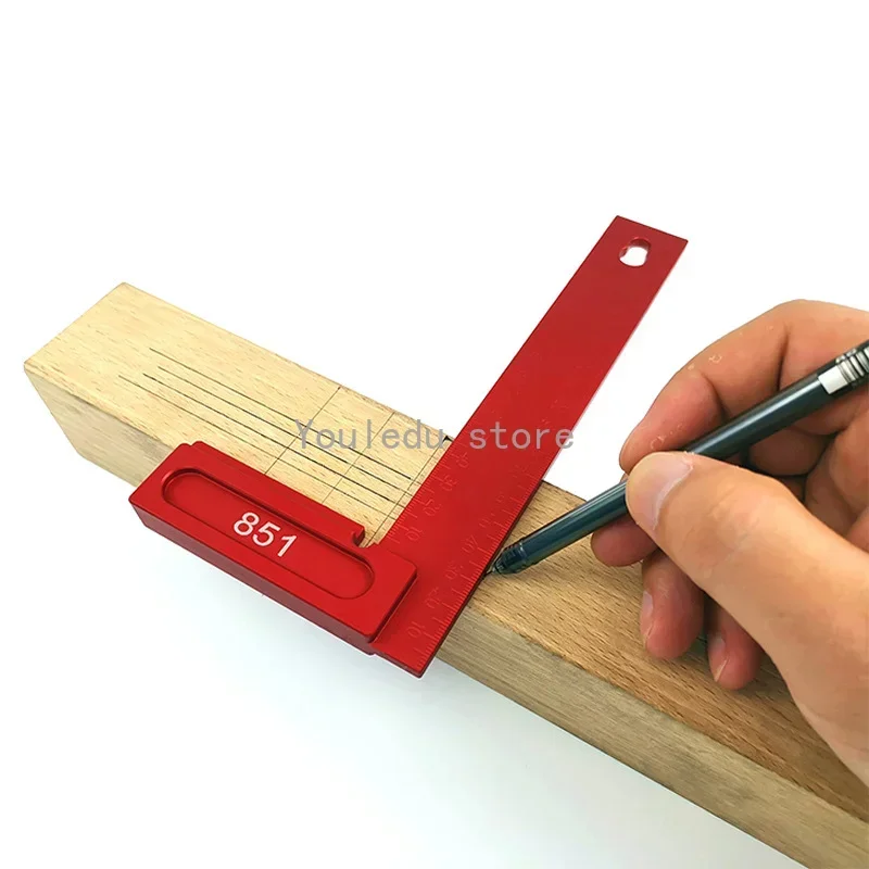 200MM Aluminum Alloy Right Angle Ruler Woodworking Marking Height Ruler Metric Inch