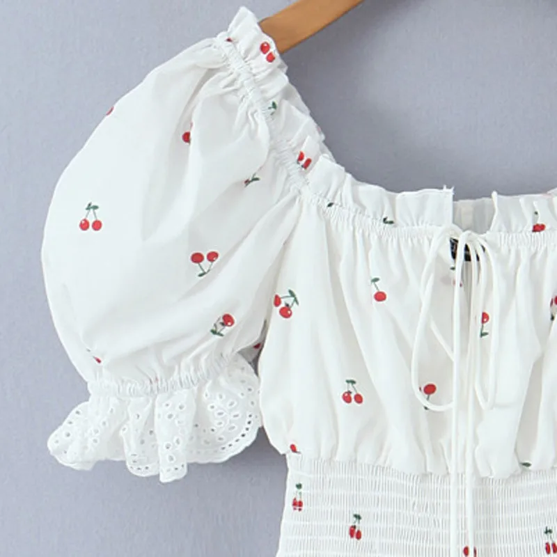 HKSH Estate delle nuove donne Ins Fashion Sweet High Street Casual Colletto quadrato Maniche a sbuffo Vita che dimagrisce Abito corto floreale HK5847