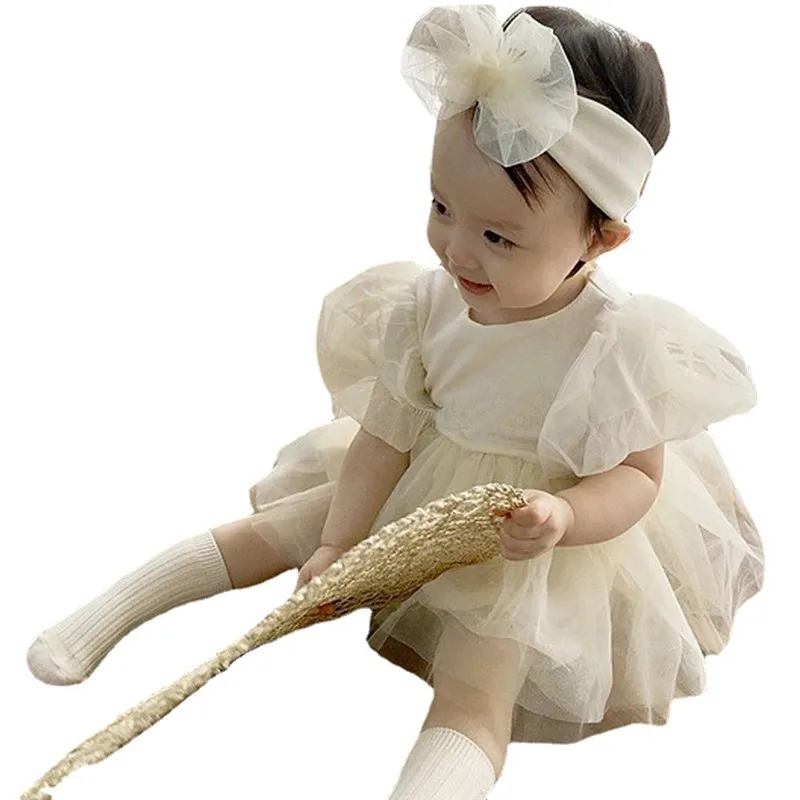 

Princess Infant Baby Girls Lace Embroidery Romper Dress Sweet Baby Feathers Fly Sleeve Backless White Jumpsuit Summer Romper
