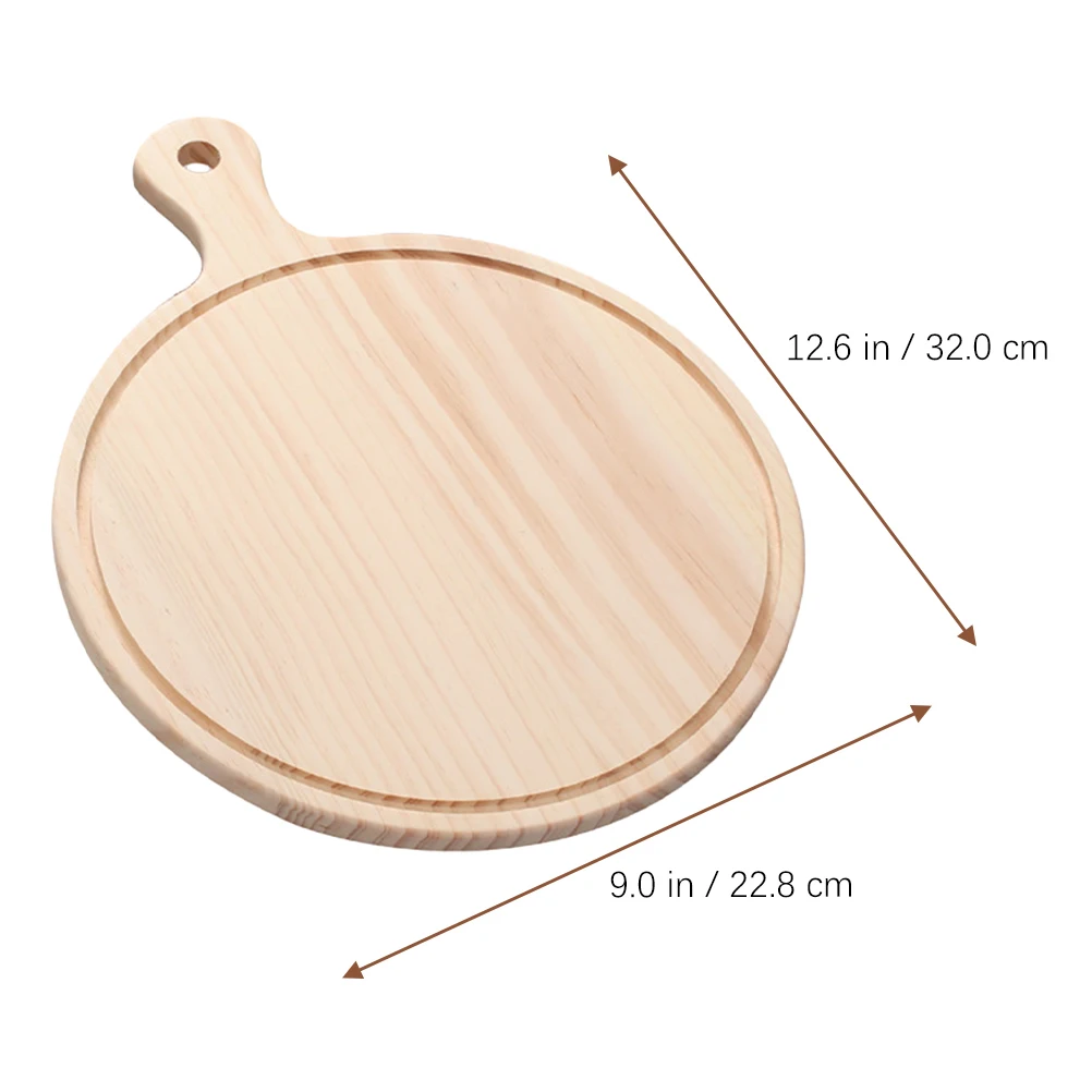 22 Wooden Pizza Board Round With Hand Baking Tray Cutting Platter Cake Bakeware Tools Oven Diameter board with Stone Sliding