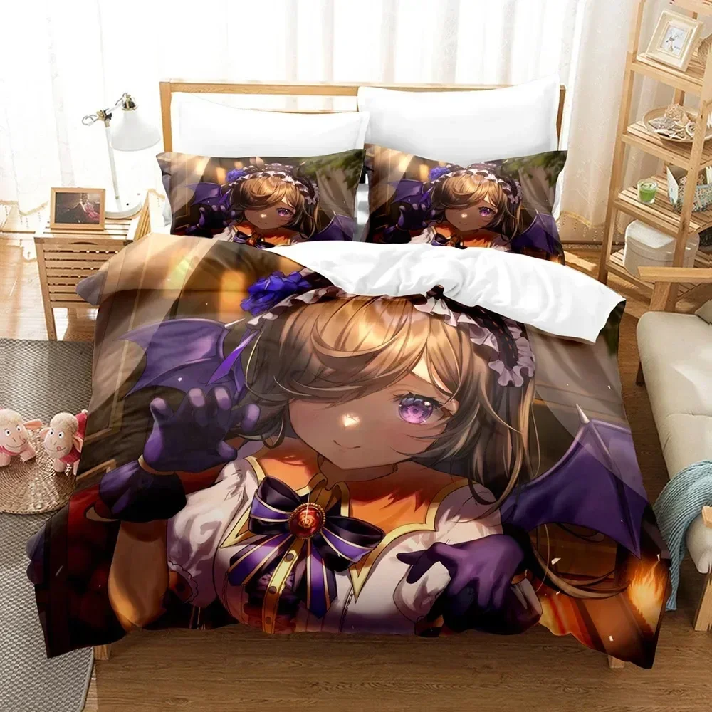 3D Print Anime Kawaii Grils Pretty Derby Printed Bed Set Duvet Cover Pillowcase Bedding Set Linen Sheet Quilt Cover Queen Size