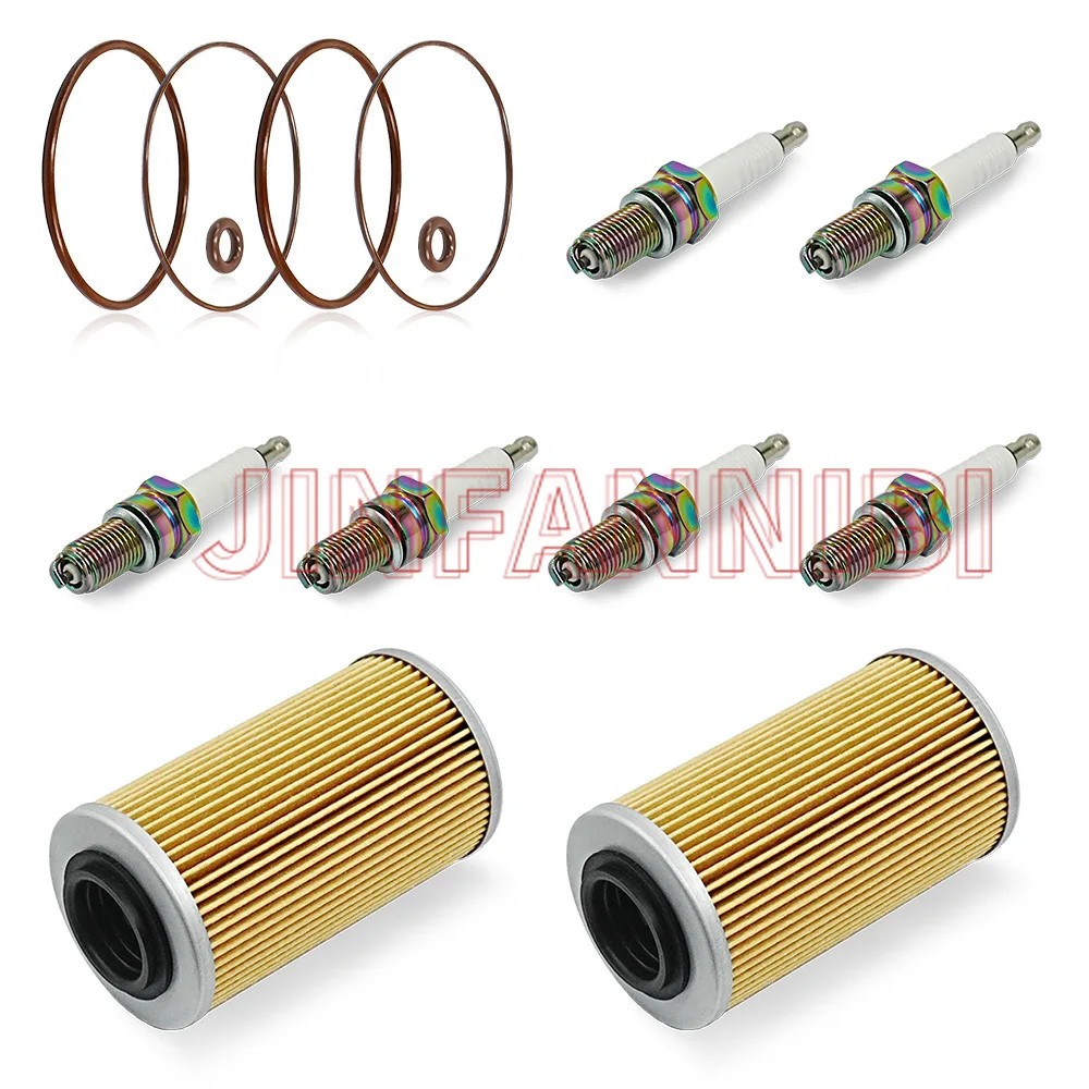 2 × طقم استبدال فلتر الزيت مع شمعة الإشعال لـ Sea-Doo GTX 155/215/230/255/260