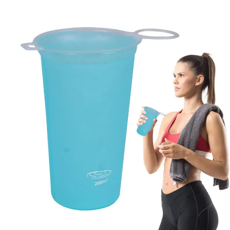 TPU Soft Cups Collapsibled Sports Water Bottle Outdoor Foldable Water Cup Running Cycling Hiking Flexible Water Bag