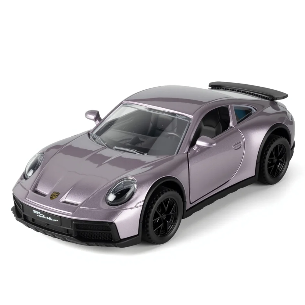 1:32 911 Dakar coche deportivo Diecast Metal aleación modelo coche sonido luz tirar hacia atrás colección niños juguete para regalo