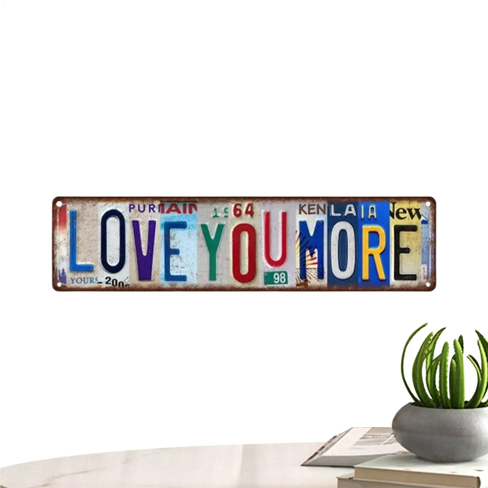 „Love You More“-Schild aus Metall, romantische Vintage-Heimdekoration, rustikale Bar-Dekoration für Büros, Wohnzimmer, Badezimmer, Tor, Wohnung, Innenbereich