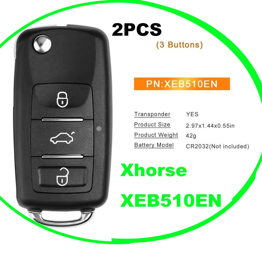 

2PCS Xhorse XEB510EN B5 Super Remote Key with XT27B Super Chip