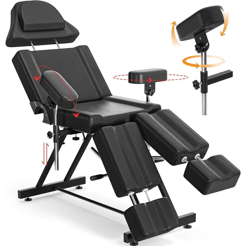 

Tattoo Chair for Client Adjustable Facial Bed Professional Massage Table Multipurpose Spa Chairs for Esthetician Hold up to 440l