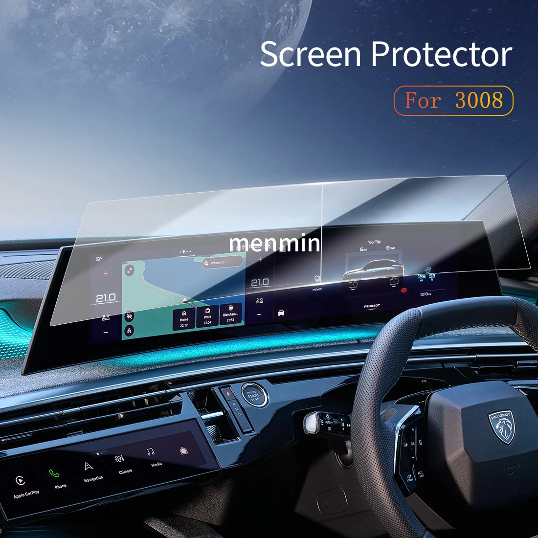 

Car Stickers Dash Carplay Mirror Screen Protector Display Tempered Glass Protective Film Vehicle For25 PEUGEOT 3008