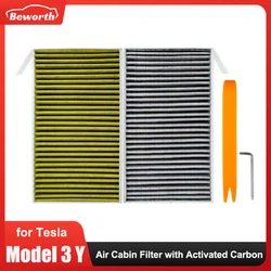 Filtro de aire de coche para Tesla Model 3 Y 3rd, filtro de cabina de aire acondicionado con carbón activado, accesorios de repuesto para Model3, paquete de 2