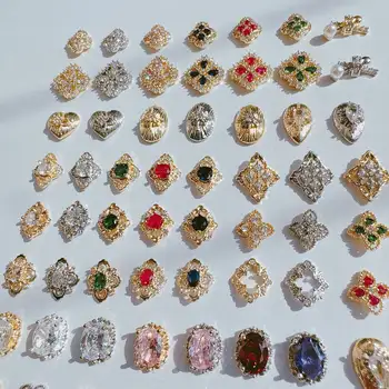 10件式奢華花朵十字心形橢圓星形美甲配件鋯石水晶美甲飾品裝飾吊墜 10 最佳銷售 釘十字架吊墜 - №7