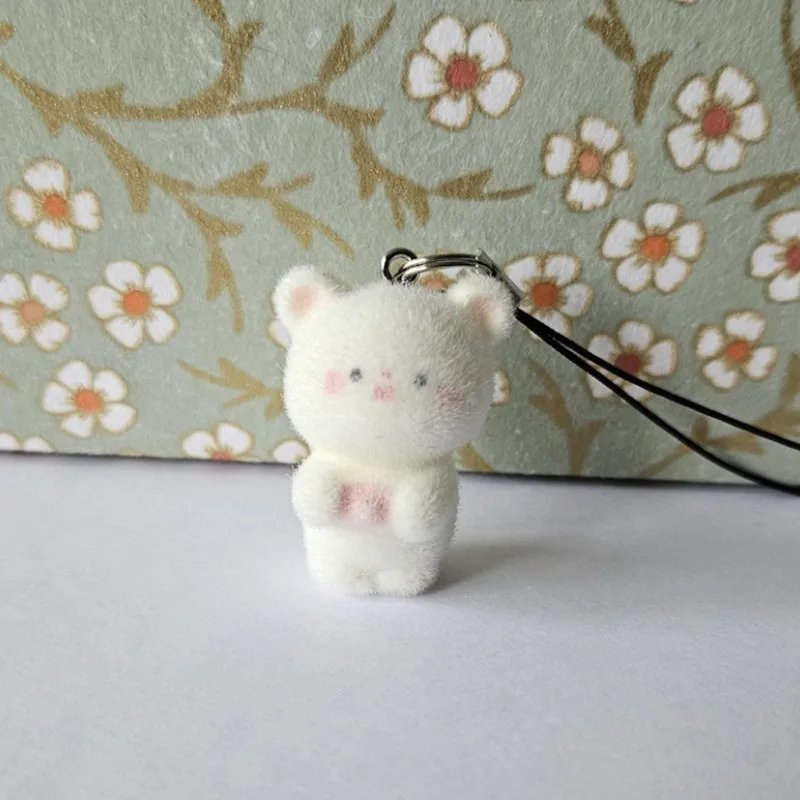 

Resin flocking three-dimensional cartoon cute Bear pig, Flocked Bear mobile phone chain