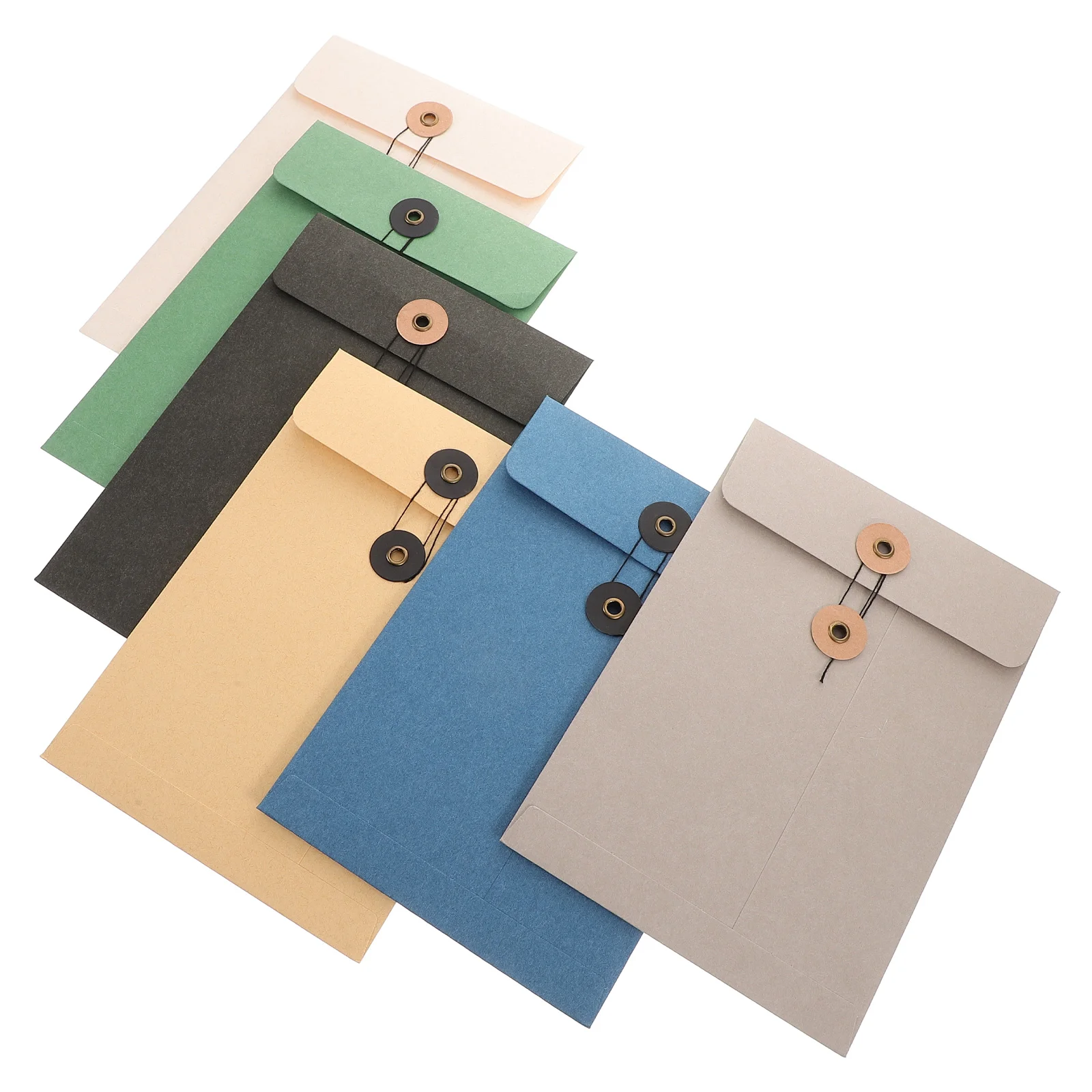 

6 Pcs Rope Buckle Portfolio Envelope Office Wire File Document Folders