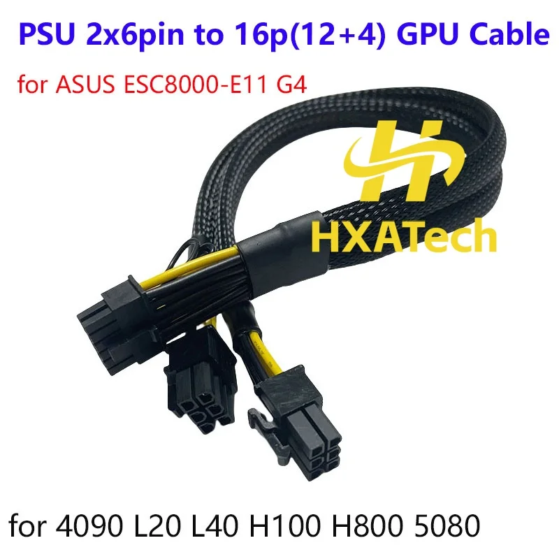 High Quality PSU 2x6pin to 16p(12+4) 12VHPWR PCIE5.0 Video Card Power Cable for ASUS ESC8000-E11 G4 and GPU L20 4090 L40