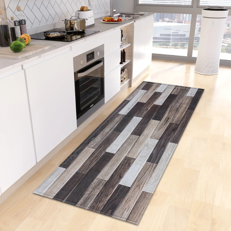 Wood Grain Bathroom Mat Kitchen Anti-Slip Living Room Floor Decor Rug Bedroom Doormat Carpet Home Hallway Foot Mats Custom Made