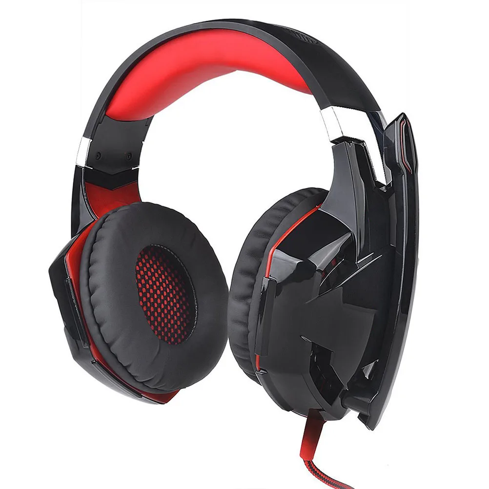 

Professional Gaming Headset Black Red Earmuffs Adjustable Noise Canceling Microphone Soft Cushion Long Wear Comfort for Computer