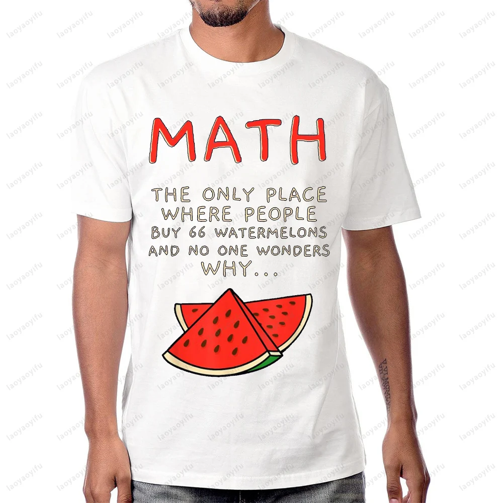الرياضيات والبطيخ الرياضيات حساب أرقام تي شيرت عادية موضة الشارع الشهير الصيف قصيرة الأكمام Harajuku رجل التي شيرت