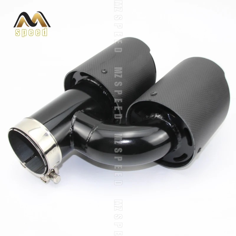 Car tail-throat muffler Carbon fiber black matte h type 76/89/101/114mm diameter suitable for refit of exhaust pipe