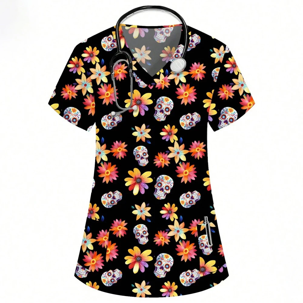 New Hospital T-Shirt Casual Short Sleeve Pet Doctor Workwear Medical Scrubs Nursing Uniform Surgical Top Pharmacy Work Clothing