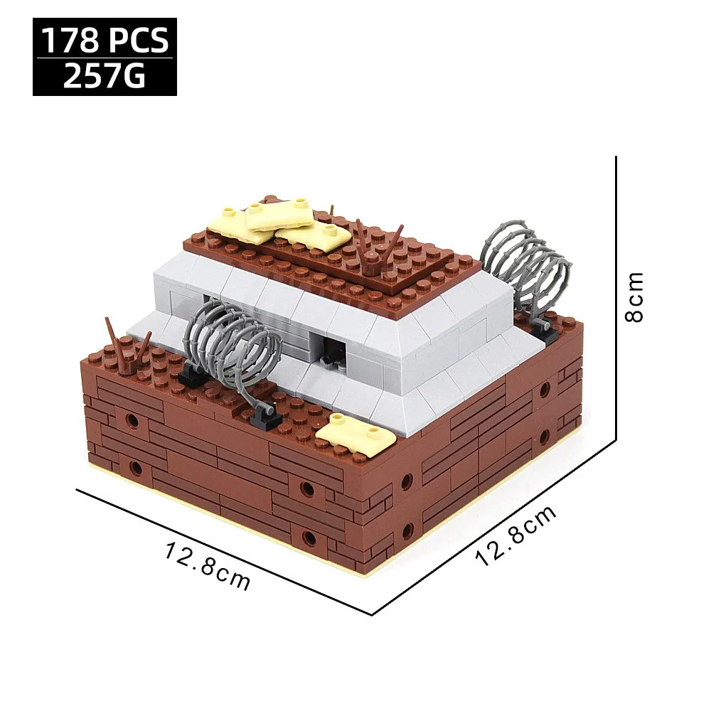 Military fortress trench ruins MOC building block model assembly minifigure battlefield base fortress bunker battlefield scene