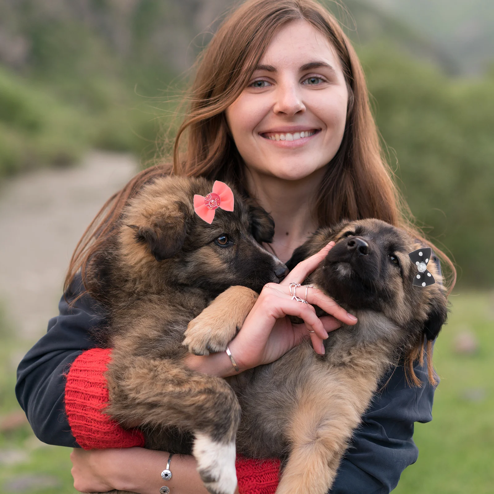 

50Pcs Assorted Pet Hair Bows Handmade Dog Hair Bow Knots with Stretchy Band for Cute Pet Hairstyle Daily Use Accessories