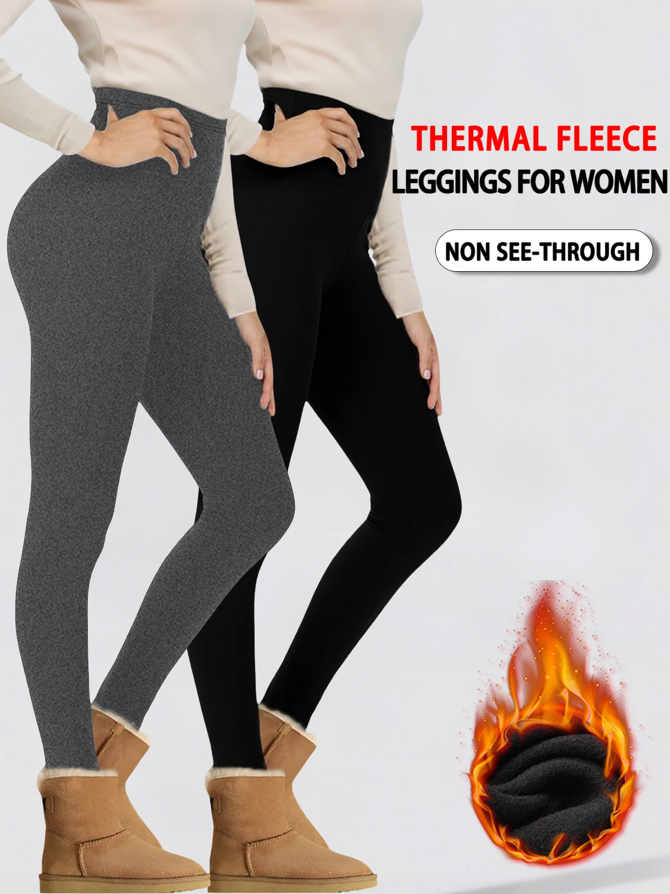 2 pcs Thermal running leggings with fleece interior for women. Design provides warmth and comfort for winter and workouts