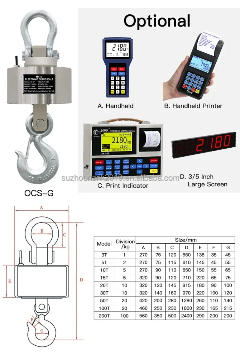 20t high quality 3000kg 5t printing crane scale 10 tons 30 tons crane scale 50t electronic 100 tons weighing crane scale - Image 3