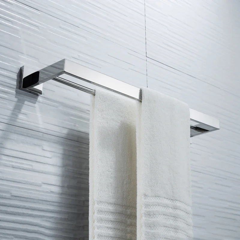 Imagem -04 - Wall Mounted Duplo Toalha Barras Banheiro Chrome Toalha de Banho Prateleiras Duplo Toalha Bar Hardware Banho 60cm Aço Inoxidável