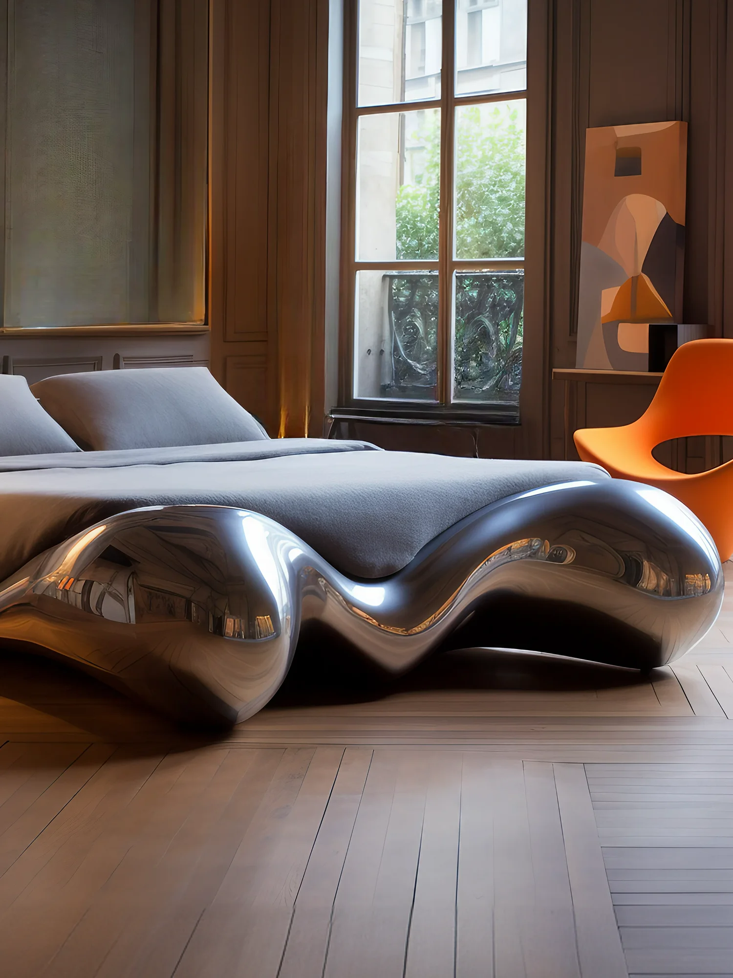 Design original Ripple Realm Cama de casal Móveis de arte pós-moderna italiana