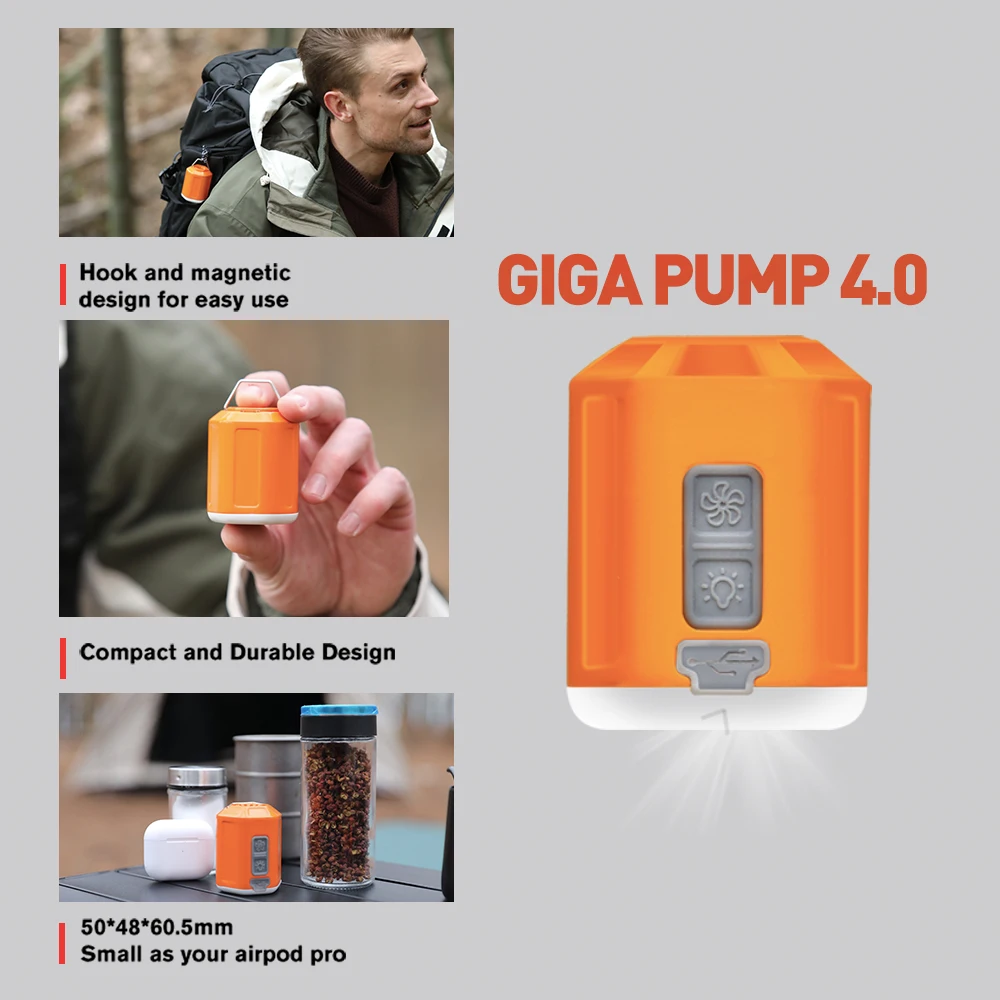 

GIGA Pump 4.0 Mini Air Pump For Mattress Outdoor Camping Portable Electric Inflator for Hiking/Air Bed Swimming Ring Vacuum Pump