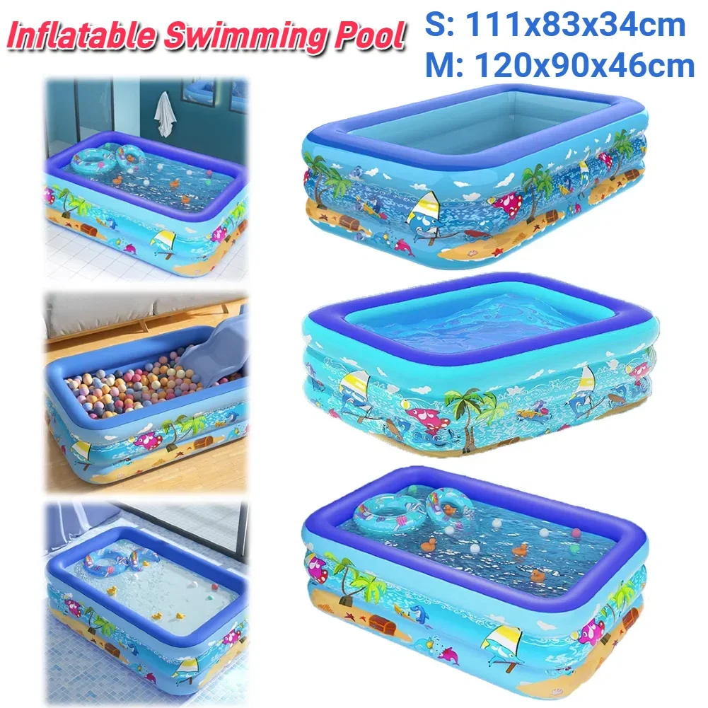 Piscina inflable para niños, bañera de baño para bebés, patrón de dibujos animados, piscina gruesa para niños pequeños para verano, exterior y interior