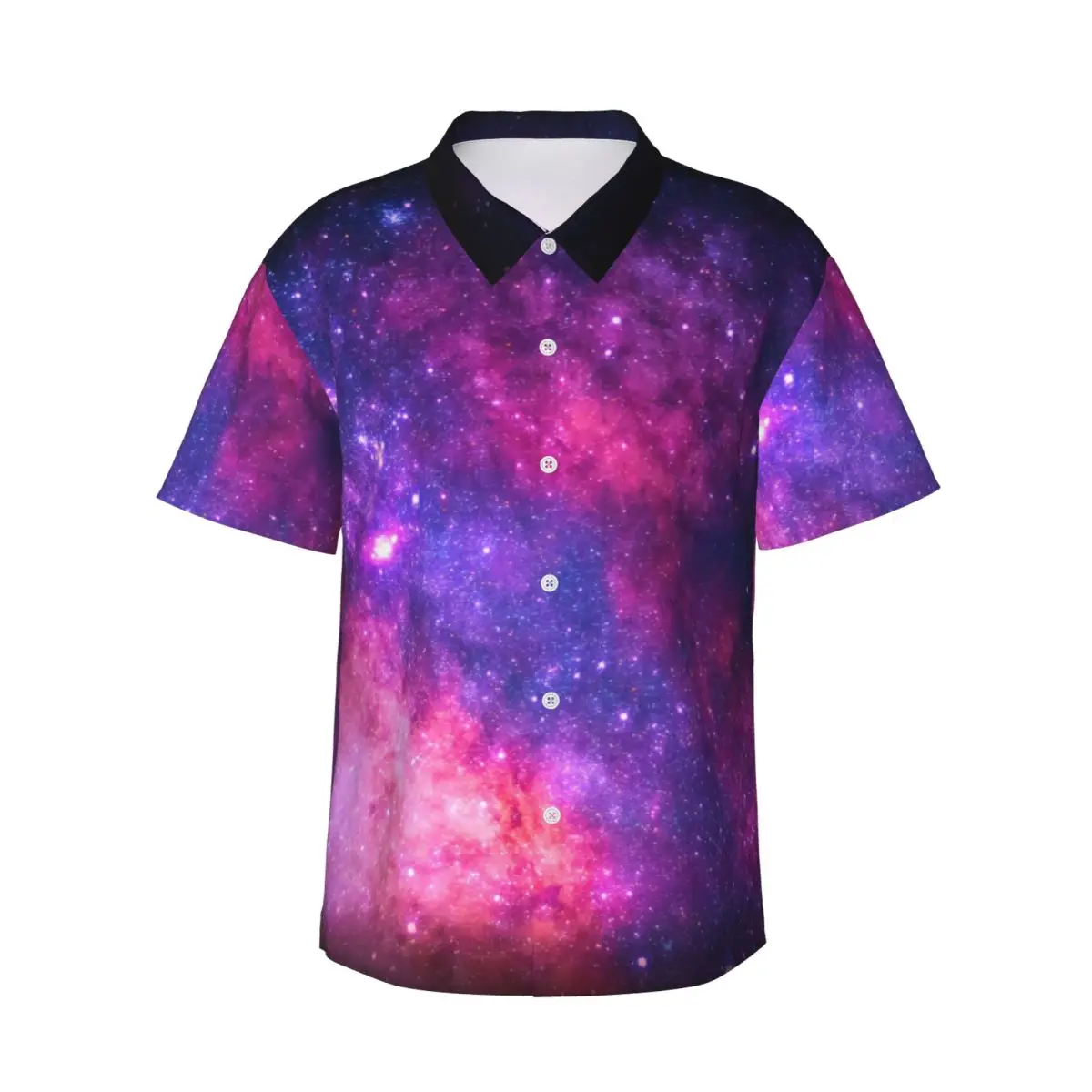 Pink Purple Galaxy Hawaiian Shirt Men Beach Vintage Print Casual Shirts Short Sleeve Harajuku Custom Vintage Oversize Blouses